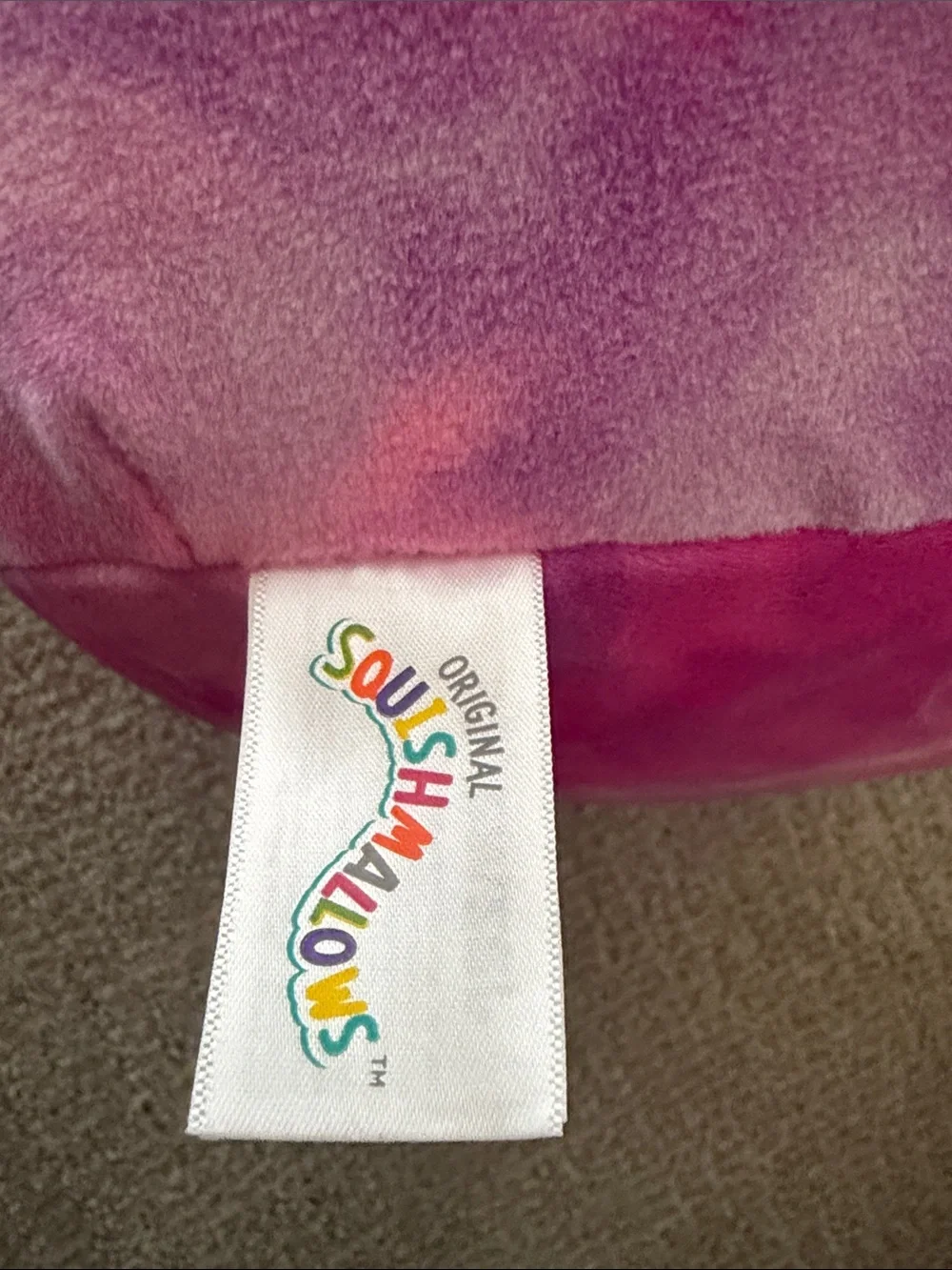 Squishmallows Pink & Purple Plush Cat Pet Cushion with Cream Belly